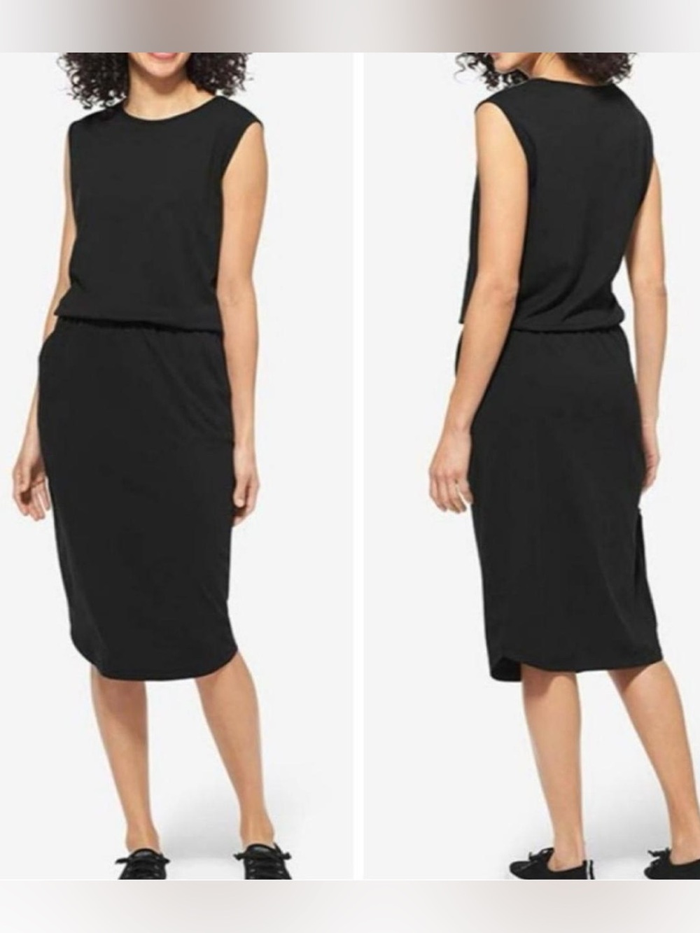 Tommy John Second Skin Cinched Dress size medium in black cotton modal